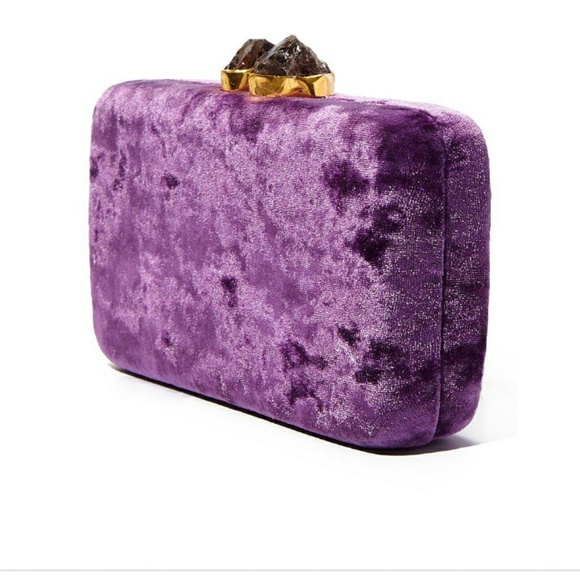 Kayu Handbags - NWT Kayu Purple Velvet Margaux Clutch